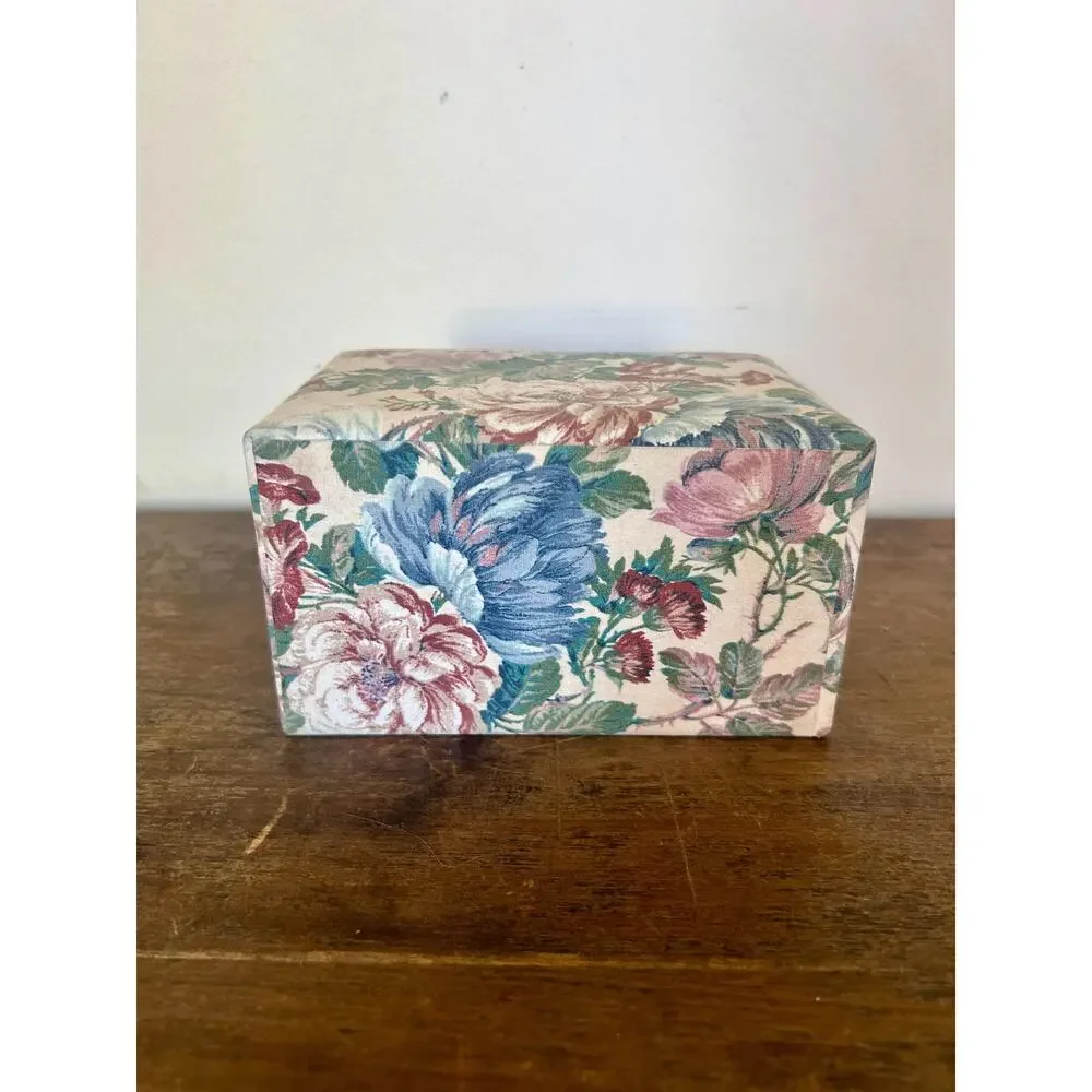 Vintage 90s Chintz Floral Jewelry Box with Drawers | Decorative Fabric Storage